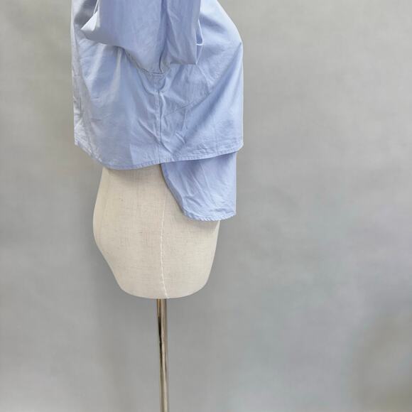 Tome Light Blue Poplin Button-Up Long Sleeve Blouse Open Back Size 2 - Picture 11 of 14